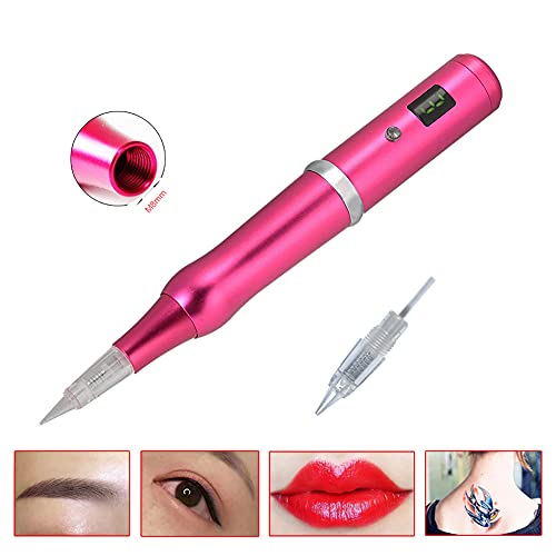 Permanent Makeup Pen Kit with 10 Needles - Rotary Tattoo Machine for Eyebrows Lips Eyeliners