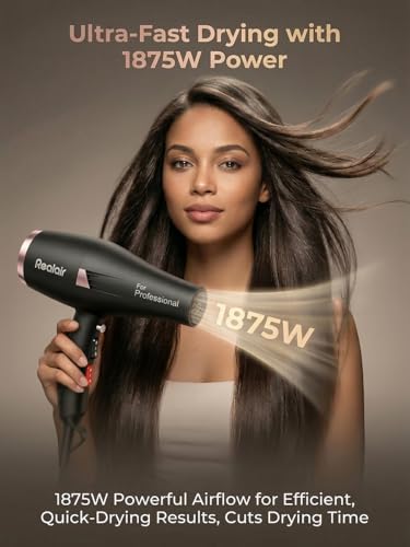 Black Professional Salon Hair Dryer with Diffuser 1875W AC Motor