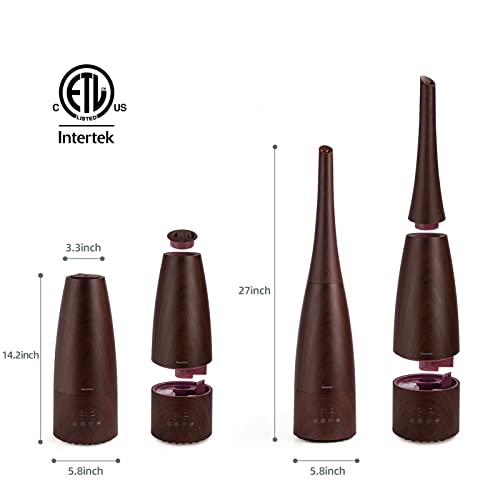 Dark Wood Cool & Warm Mist Ultrasonic Humidifier with Remote Control 2.3L Whisper Quiet