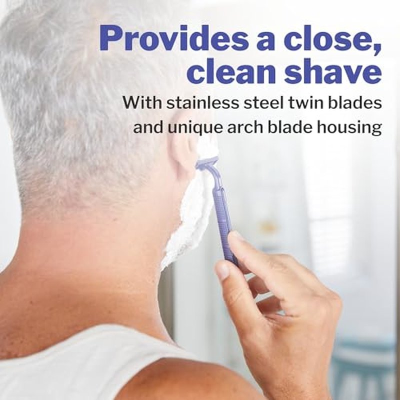 McKesson Disposable Razors [50 Count] ? Twin Blade Bulk Shaving Razors for Men & Women, Stainless Steel, Blue, Single-Use for Medical Clinics, Tattoo, Travel, Camping & Salon Care