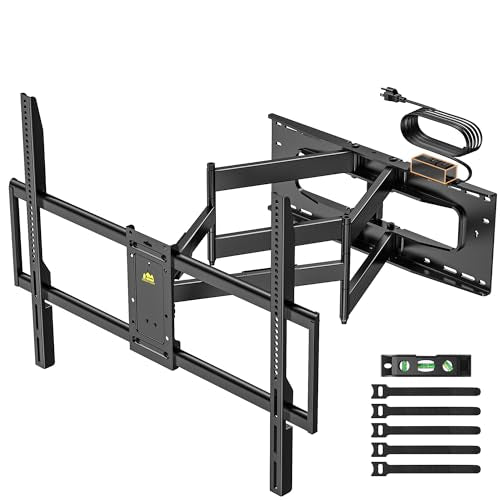 Heavy Duty 98 Inch TV Wall Mount with Power Strip for 50-100 Inch TVs - Full Motion, Swivel, Tilt, Extend, Supports Up to 220 lbs, VESA 800x600mm, Fits Wood Studs