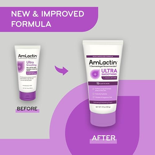 AmLactin Crepe Firming Cream - 12 oz Body Cream with 15% Lactic Acid - Exfoliator and Moisturizer for Crepey, Dry Skin? & Ultra Smoothing - 4.9 oz Body & Hand Cream with 15% Lactic Acid