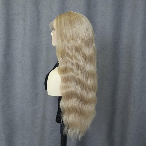 Blonde Long Wavy Synthetic Lace Front Wig with Middle Part - Golden Variation