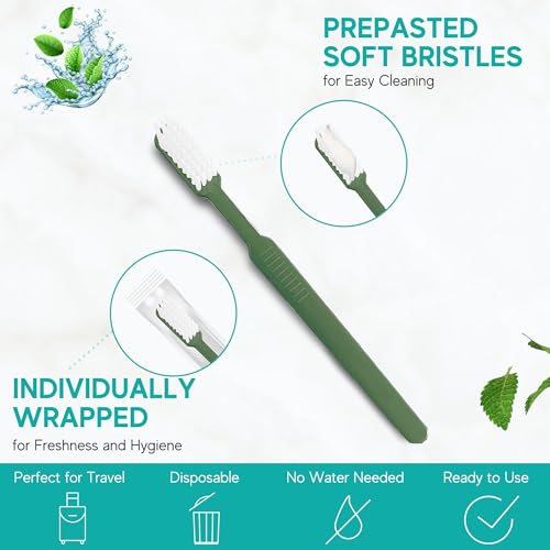 80 Pack Disposable Pre Pasted Toothbrushes Individually Wrapped for Travel & Hotel Use