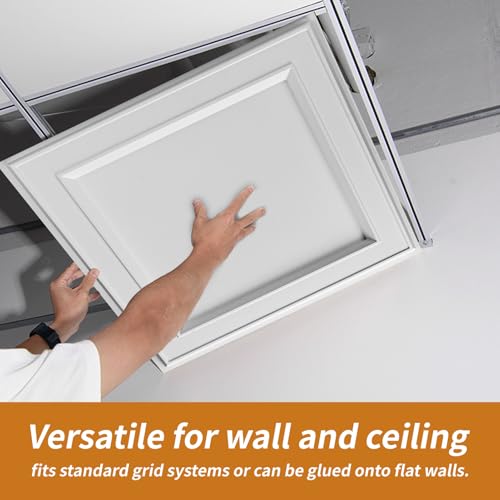 24-Pack 24x24 Inch PVC Drop Ceiling Tiles Waterproof & Glue-Up - White, 2x2ft Variation