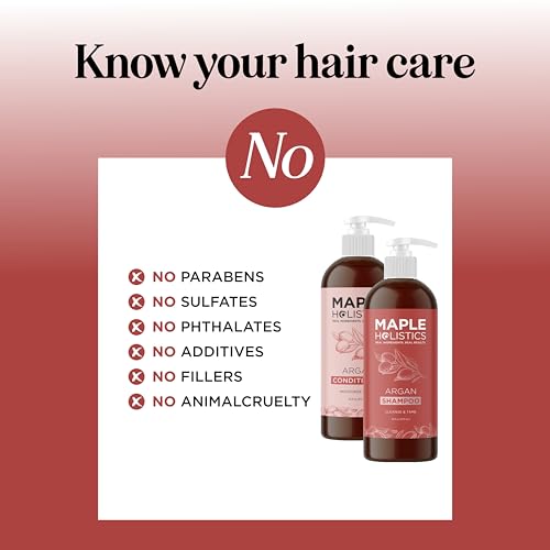 Maple Holistics Argan Oil Shampoo & Conditioner Set 16 Fl Oz Pack of 2 for Dry Hair