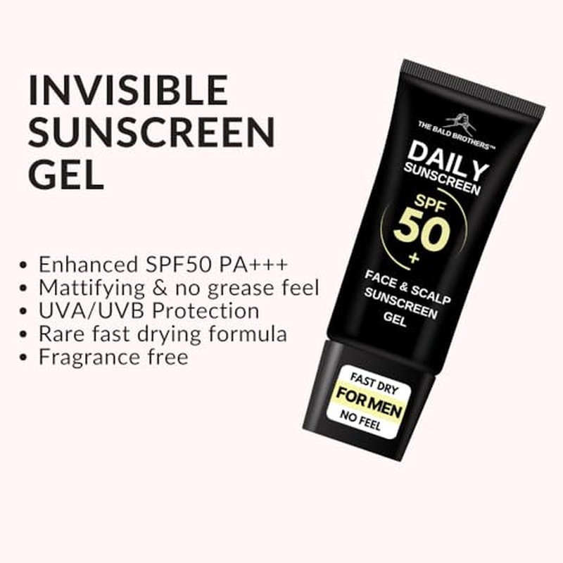 Bald Head Care for Men | Everyday Face & Scalp Care | Matte, No Grease, Vegan | Daily Scalp Sunscreen Fragrance Free - SPF 50+