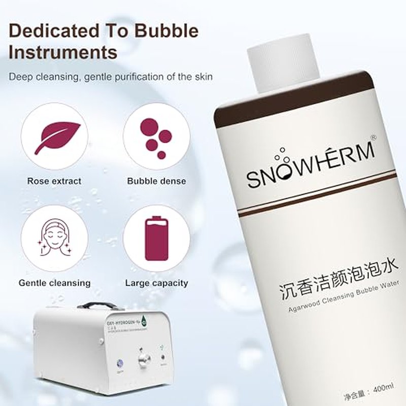ELitzia Oxygen Bubble Machine Special 400ml/13.5Fl.oz Agilawood Beauty Bubble Solution for Deep Facial Cleaning Moisturizing and Oil Control Water Element Essence Bubble Liquid ETD063(Agilawood)