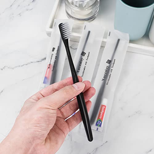 Disposable Toothbrushes with Toothpaste Pack of 50 - Black Travel Hygiene Kits