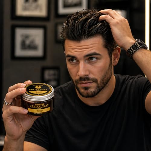 JS Sloane Caviar Clay Matte Hair Styling Paste - Heavy Hold, Natural Finish, Water-Soluble 3.4 oz