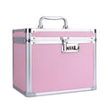 Girls Makeup Box Organizer Storage with Combination Lock, Locking Makeup Cosmetic Train Case for Women, 9.96" x 6.8" x 7.79" Travel Make up Box Pink
