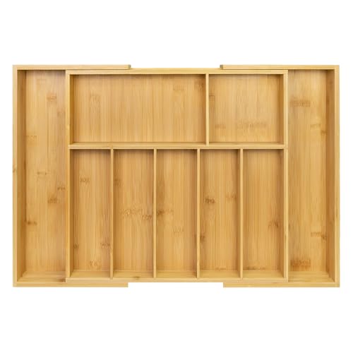 Large Bamboo Drawer Organizer for Kitchen Cutlery & Flatware - Expandable