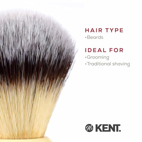 Kent BK8S Shaving Brush with Ultra-Soft Silvertext Synthetic Bristles and Faux Ivory Resin Handle to use with Shave Cream or Soap for a Perfect Lather. Luxury Shaving Since 1777, Made in England