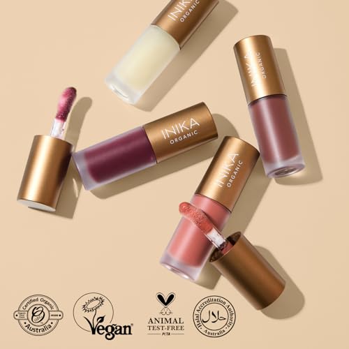 INIKA Organic Lip Oil | Bakuchiol, Squalane + Collagen in a Glossy Finish. Luxuriously Smoothing & Hydrating Lipgloss. Natural, Vegan. 0.16 Fl oz (Clear)