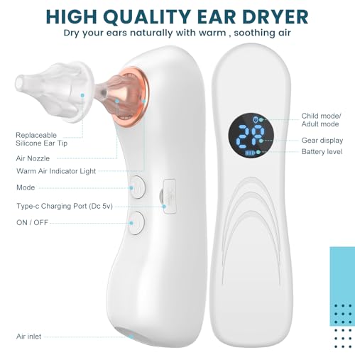Ear Dryer for Swimmers with Tips - Ear Pressure Relief & Water Removal Device