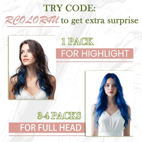 Blue Human Hair Extensions Tape-In 18 Inch Straight Remy Hair for Highlight & Cosplay - 25g/10pcs - Variation 1.2 Tape Blue / 18 IN