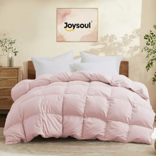Pink Queen Size Down Comforter - All Season Goose Feather & Fiber Fill
