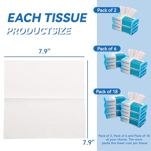 Elevon Soft Face Towels, 100% Natural Cotton Facial Tissue Makeup Towels, 100 Tissues per Bag, (36 Bags Total)