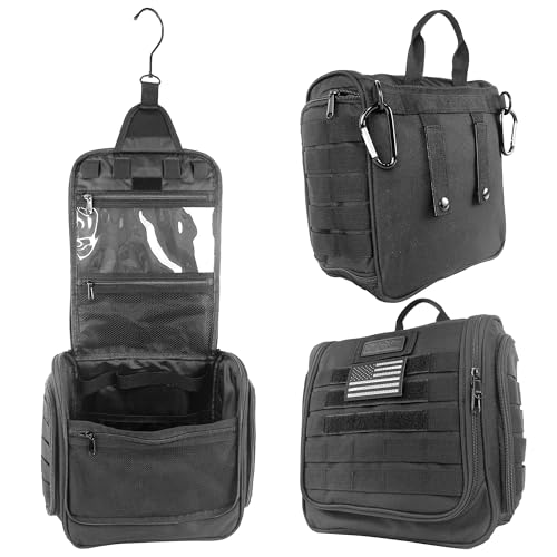 Chef Sac Tactical Travel Toiletry Bag with 12 Compartments, Hanging Organizer, MOLLE Webbing, Heavy Duty Zippers