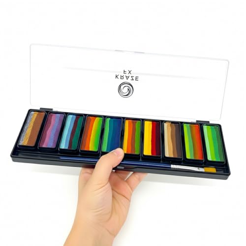 Kraze FX Peaks Face Paint Palette - 10 Metallic & Earth Tones for Festival Body Art, Travel Size