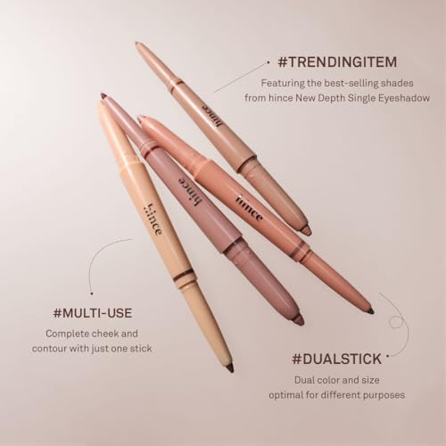 HINCE New Depth Dual Color Stick 02 Cool Volume Liner - Dual Highlighter & Contouring Stick, Aegyosal Makeup, Under Eye Highlighter, Quick & Easy Eye Makeup