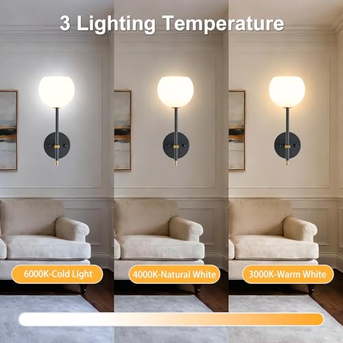 Black and Gold Wireless Rechargeable Wall Sconces Set of 2 with Remote, RGB & Dimmable LED Wall Lights