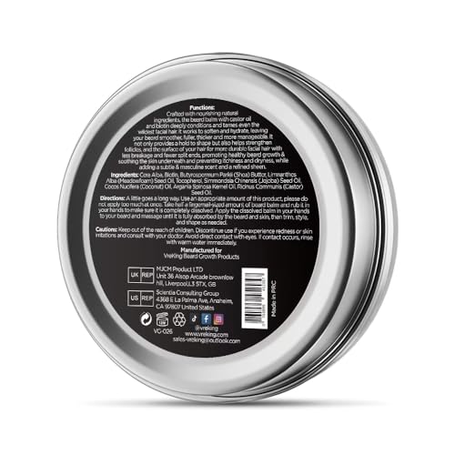 Biotin Beard Balm For Men With Castor Oil, Organic Mens Beard Balm, Beard Butter Leave In Conditioner, Beard Thickener Moisturizer Softener For Men Coarse Facial Hair, Milky, 60g
