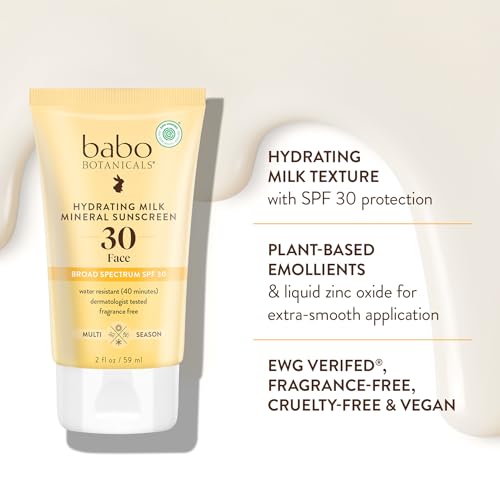 Mineral Sunscreen SPF 30 Hydrating Milk Dewy Finish for Sensitive Skin