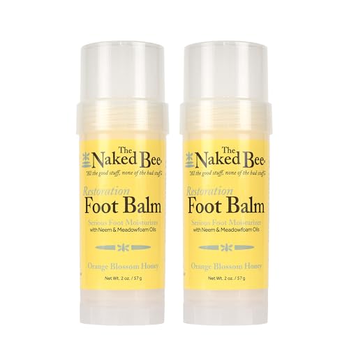 The Naked Bee Orange Blossom Honey Foot Balm 2 oz Pack of 2 - Moisturizing Foot Care