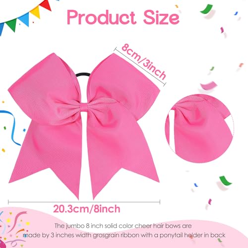 Large Cheer Hair Bows 8 Inch Pink - Jumbo Cheerleader Accessories, 32 Pcs