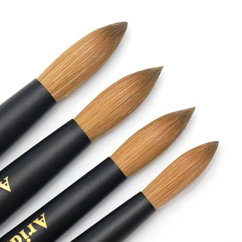 Acrylic Nail Art Brush Set with 6 Sizes - Black Wooden Handles, Size 18# - Black / 18#