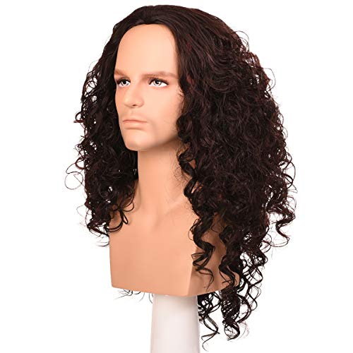Morvally Long Curly Dark Brown Synthetic Wig for Cosplay & Halloween