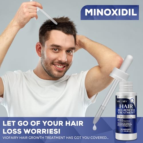 Minoxidil 5% Hair Growth Serum for Men and Women - 2 Bottles - Thicker, Fuller Hair Regrowth Treatment