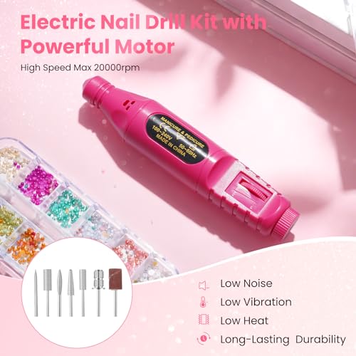 Deciniee Bling Pink Acrylic Nail Kit with Drill, UV Lamp & Accessories for Beginners