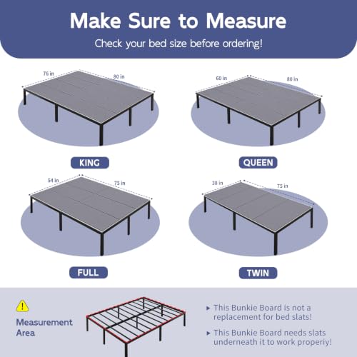 Full Bunkie Board 54 x 75 Inch Support for Mattress - Lightweight, Foldable