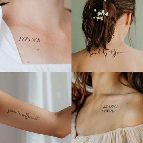One Grace Love and Grace Christian Temporary Tattoos - Inspirational Scripture Selections - Christian Motivational Bible Verse Words and Cross Tattoos