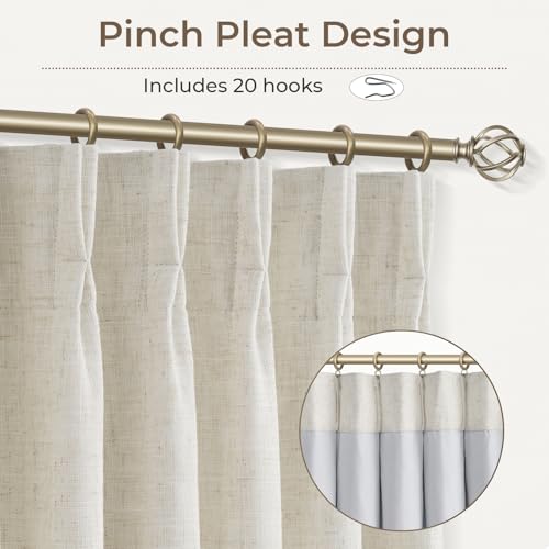 CAPALOCA 70x96 Inch Blackout Curtains Pack of 2 Natural Linen Blend Thermal Insulated