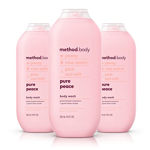 Method Men Body Wash, Sea + Surf, Paraben and Phthalate Free, 18 FL Oz,Softening & Body Wash, Pure Peace, Paraben and Phthalate Free, 18 oz,Detoxifying