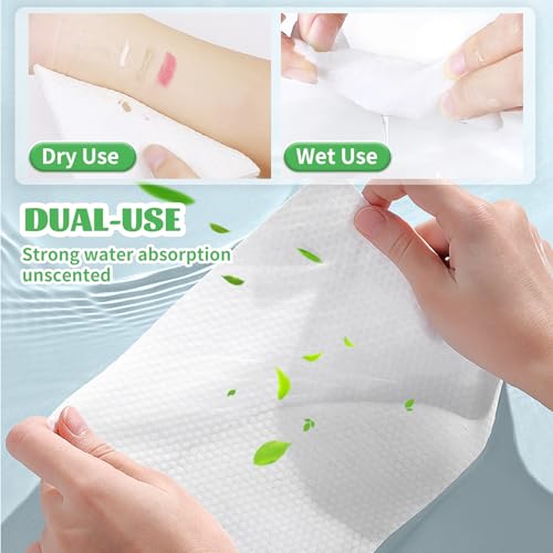 Disposable Face Towels 600 Count Biodegradable Cotton Facial Wipes for Washing & Drying - Pack of 1