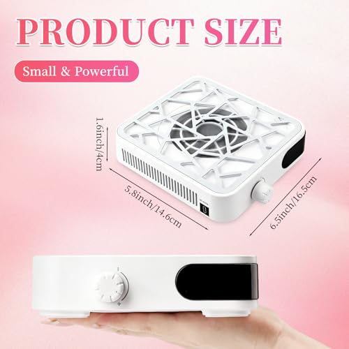 Mini Rechargeable Nail Dust Collector with White Finish - Powerful Suction & Filter