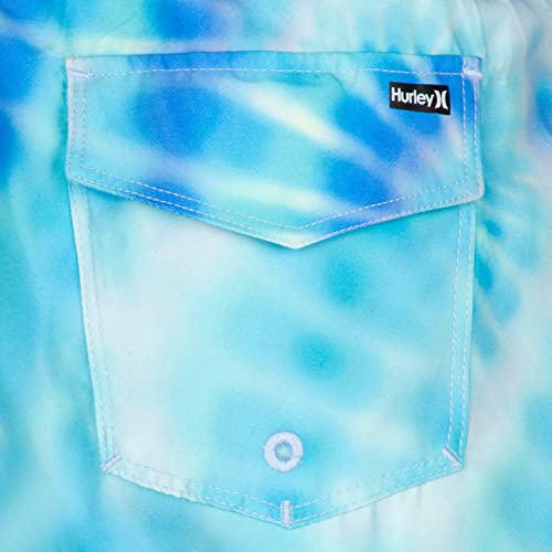 Hurley Boys Printed Pull-On Swim Trunks Small Psychic Blue Tie Dye - Quick Dry Kids Board Shorts