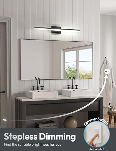 VOLISUN 31.5 Inch Black Dimmable Bathroom Vanity Light Fixture Over Mirror, 5CCT LED, ETL Certified