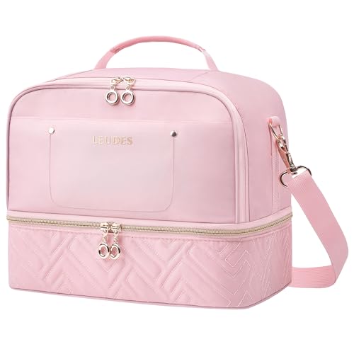 Pink Nail Polish Organizer Bag Holds 42 Bottles with Adjustable Compartments
