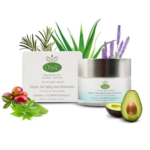 Organic Anti-Aging Moisturizer - Hydrating & Rejuvenating Facial Cream for Dry Sensitive Skin - Vegan, Cruelty-Free, Natural Skincare - Nourishes, Firms & Reduces Wrinkles 50Ml
