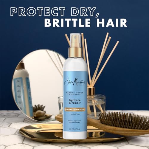 SheaMoisture Leave-In Conditioner, Multi-Action Spray 2-Pack, Manuka Honey & Yogurt Hydrate & Repair for Dry, Damaged Hair, 8 Oz Ea