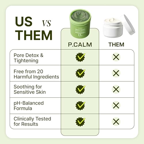 P.CALM Viral Holy Basil Bubble Mask + Dual Pore Brush Set ? Deep Cleansing for Pores & Blackheads with Holy Basil & Carbonated Water