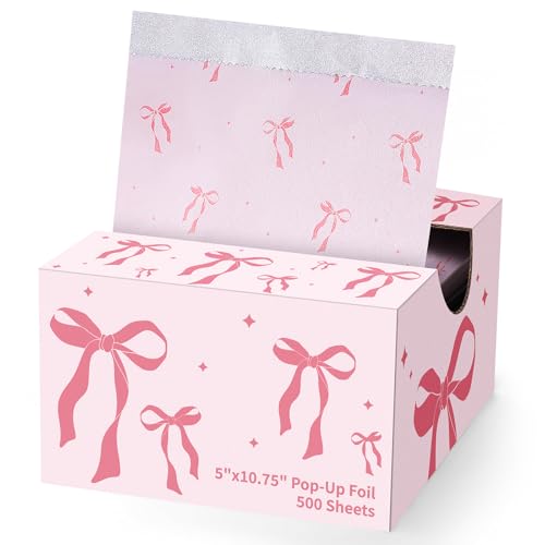 Pink Bow Hair Foils for Highlighting - 500 Sheets, 5 x 10.75 in, Salon Use - AmazingSpark Variation