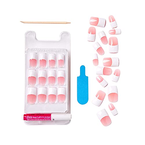 Kiss Salon Acrylic French 28 Count Long Length Pink (Pack of 6)