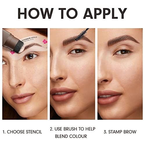 Eyebrow Stamp Stencil Kit - Eye Brow Stencil Kit for Beginners, Brow Stencil and Stamp Kit Long-lasting, Smudge-Proof & Waterproof, 24 Reusable Eyebrow Shapes Stencils for Perfect Brow (Light Brown)