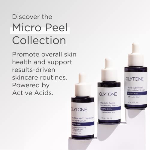 Glytone Micro-Peel 10% Mandelic Acid Serum | Anti-Aging AHA Gentle Exfoliant with Phytic Acid for all Skin types | Reduces Redness, Uneven tone & Dark Spots | Fragrance-Free, Paraben-Free - 1 Fl oz.